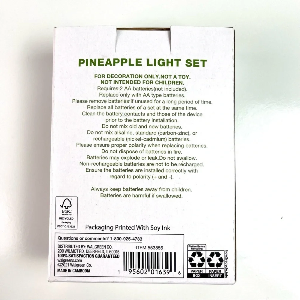 Garden Party Pineapple LED String Light Set 5.5 feet Indoor Decorative Light New